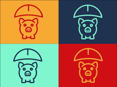 Borçlu Piggy Bank Logo Şablonu, Finansal, Finans, Banka Basit Düz Simgesi