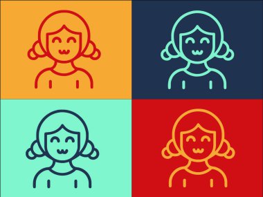 Küçük Kız Logo Şablonu, Basit Düz Kız Simgesi, Genç, Güzel