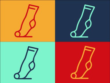 Uzun Çorap Logo Şablonu, Basit Düz Ayak Simgesi, Moda, Çorap
