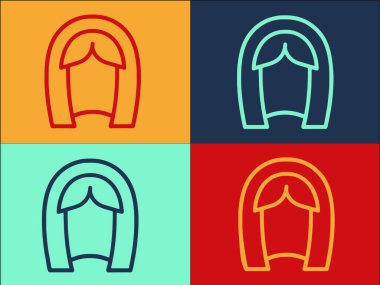 Uzun Peruk Logo Şablonu, Basit Düz Saç Simgesi, Peruk, Saç Tarzı