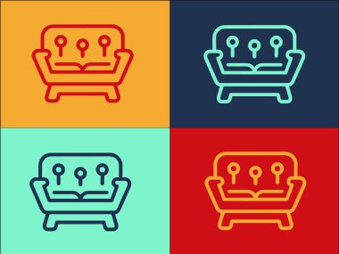 Lounge Sofa Logo Şablonu, Basit Düz Kanepe Simgesi, Salon, Tasarım