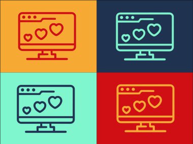 Love Tarayıcı Logo Şablonu, Basit Düz Aşk Simgesi, Tarayıcı, Teknoloji