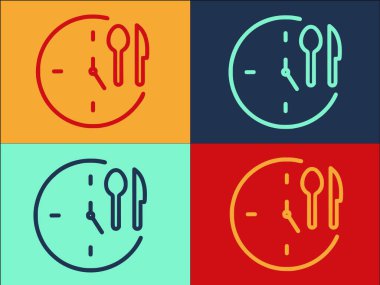 Yemek Zamanı Logo Şablonu, Basit Düz Öğlen Yemeği Simgesi, Zaman, Yemek