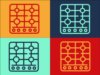 Makine Gaz Ocağı Logo Şablonu, Makinenin Basit Düz Simgesi, Mutfak, Fırın