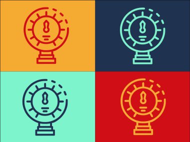 Manometre Dijital Logo Şablonu, Aygıtın Basit Düz Simgesi, Ölçüm, Kontrol