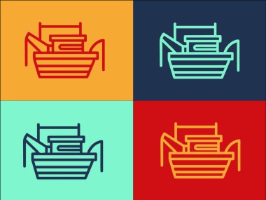 Deniz Balıkçı Teknesi Logo Şablonu, Basit Tekne Simgesi, Denizci, Balıkçılık