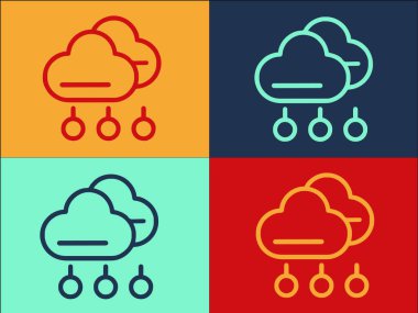 Pazarlama Veri Bulutu Logo Şablonu, Basit Düz İş Simgesi, Teknoloji, Ağ