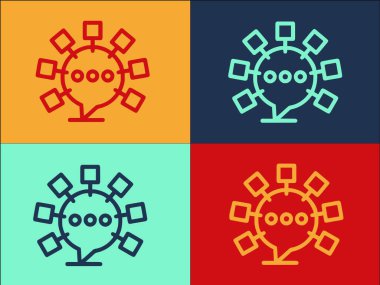 Pazarlama Ağı Logo Şablonu, Ağ, İş ve İletişim 'in Basit Düz Simgesi