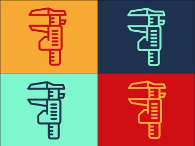Ölçüm Kalifiye Logo Şablonu, Caliper 'ın Basit Düz Simgesi, Ölçüm, Araç