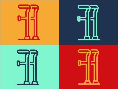 Tıbbi Koltuk değneği Logosu Şablonu, Basit Düz Tıbbi, Yaralı, Sağlık Simgesi