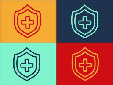 Tıbbi Kalkan Logo Şablonu, Basit Düz Tıbbi Simge, Kalkan, Koruma