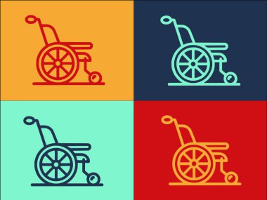 Tıbbi Tekerlekli Sandalye Logosu Şablonu, Tekerlekli Sandalyenin Basit Düz Simgesi, Tıbbi, Hastane