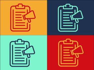 Megafon Pano Logo Şablonu, Megafonun Basit Düz Simgesi, Pano, Vektör