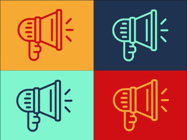 Megafon Fikir Logosu Şablonu, Megafonun Basit Düz Simgesi, Fikir, Tasarım