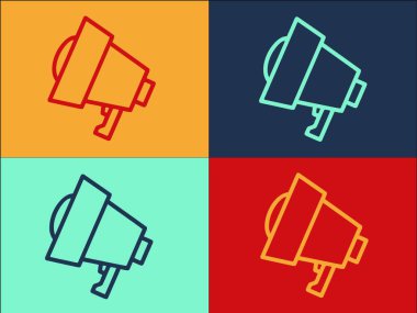 Megafon Hedef Seyirci Logo Şablonu, Megafonun Basit Düz Simgesi, İş, Vektör