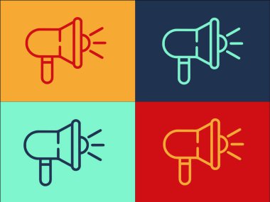 Megafon Logo Şablonu, Megafonun Basit Düz Simgesi, Hoparlör, Gürültülü