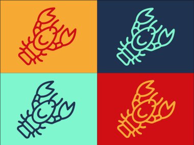 Menü Istakoz Logosu Şablonu, Basit Düz Deniz Ürünleri Simgesi, Menü, Restoran