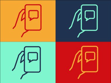 Smartphone Logo Şablonu Üzerine Mesaj, Akıllı Telefonun Basit Düz Simgesi, Mesaj, Telefon