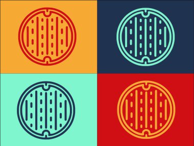 Metal Kanalizasyon Logosu Şablonu, Basit Düz Lağım Simgesi, Kanalizasyon Deliği, Metal