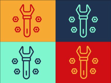 Metal Anahtarlı Bolt Logo Şablonu, Anahtarın Basit Düz Simgesi, Metal, Çelik