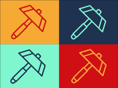 Metalürji Çekiç Logo Şablonu, Basit Düz İşlem Simgesi, Endüstri, Metalürji