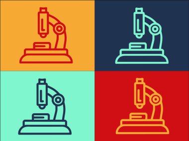 Mikroskop Probiyotik Logo Şablonu, Mikroskop Basit Düz Simgesi, Bakteri, Biyoloji