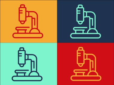 Mikroskop Logo Şablonu, Bilimin Basit Düz Simgesi, Laboratuvar, Mikroskop