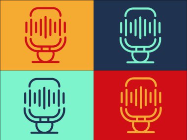 Mike Voice Kayıt Logo Şablonu, Stüdyonun Basit Düz Simgesi, Mikrofon, Ses