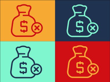 Para Çantası Ödeme İptal Şablonu, Para Basit Düz Simgesi, İptal, Ödeme