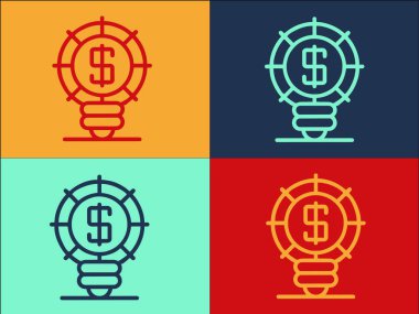 Para Ampulü Logosu Şablonu, Basit Ampul, Para, İş Simgesi