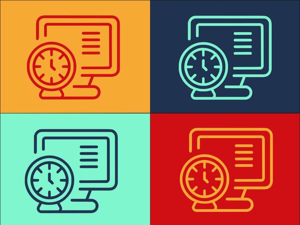 Late Work Pc Logo Template, Simple Flat Icon Of Late, Office, Young