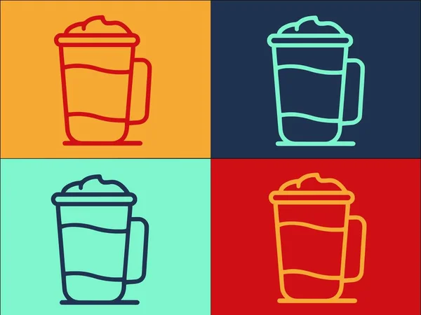 Latte Becher Logo Vorlage Einfache Flache Ikone Des Kaffees Becher — Stockvektor