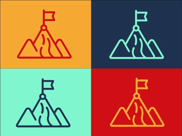 Plantilla Logotipo Montaña Leader Icono Plano Simple Líder Montaña Éxito — Archivo Imágenes Vectoriales