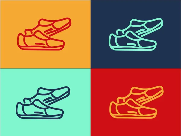 Zapatos Cuero Nordic Walking Logo Template Icono Plano Simple Senderismo — Archivo Imágenes Vectoriales