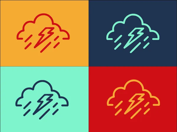 Lightning Bolt Cloud Logo Template Simple Flat Icon Lightning Storm — Stock Vector