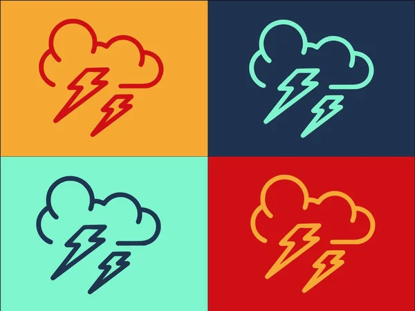Modelo Logotipo Nuvens Relâmpago Ícone Plano Simples Relâmpago Tempestade Trovão — Vetor de Stock