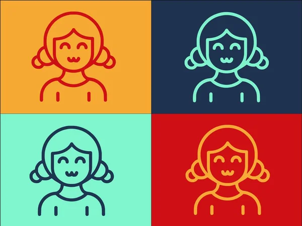 Kleine Mädchen Logo Vorlage Einfache Flache Ikone Des Mädchens Jung — Stockvektor