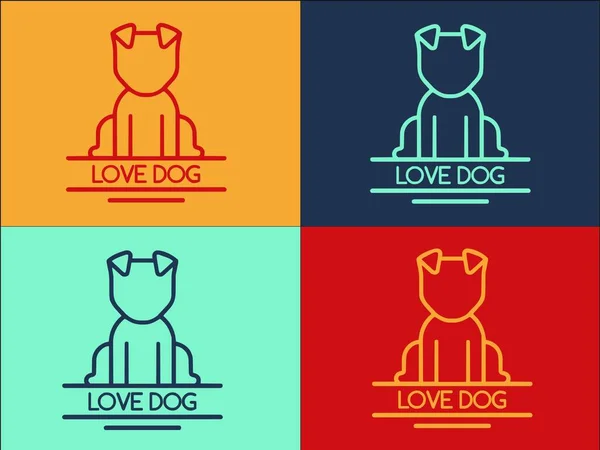 Modèle Logo Chien Amour Icône Plate Simple Animal Compagnie Animal — Image vectorielle