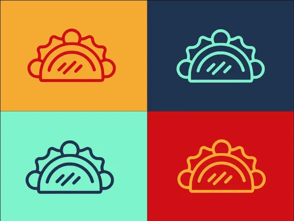 Szablon Logo Taco Mięsa Prosta Płaska Ikona Żywności Mięso Tortilla — Wektor stockowy