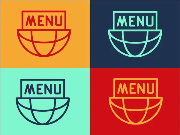 Modèle Logo Menu Demi Globe Icône Plate Simple Moitié Menu — Image vectorielle