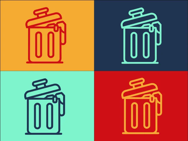 Metal Garbage Bin Logo Template Eenvoudige Platte Icoon Van Afval — Stockvector