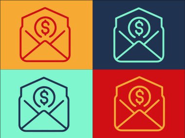 Para Postası Logo Şablonu, Paranın Basit Düz Simgesi, Posta, Finans