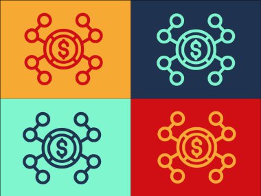 Para Ağı Logo Şablonu, İşletmenin Basit Düz Simgesi, Ağ, Para