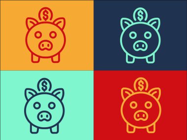 Para Kumbarası Logo Şablonu, Basit Düz Para Simgesi, Bankacılık, Nakit