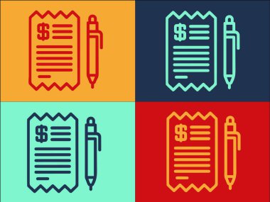 Para makbuzu logo şablonu, basit düz para ikonu, makbuz, iş