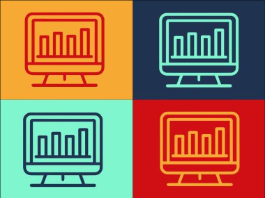 Monitör Analitik Logo Şablonu, Teknolojinin Basit Düz Simgesi, İş, Grafik