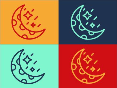 Ay Göktaşı Logo Şablonu, Uzayın Basit Düz Simgesi, Göktaşı, Ay