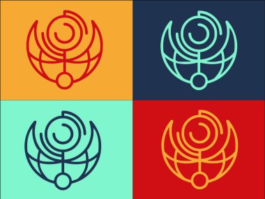 Ay Amblemi Logo Şablonu, Resmin Basit Düz Simgesi, Ay, Vektör