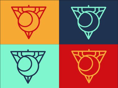 Ay Piramit Amblemi Logo Şablonu, Basit Düz Sihir Simgesi, Amblem Simya