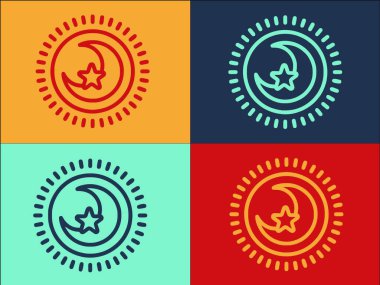 Ay Yıldızı Logo Şablonu, Ay 'ın Basit Düz Simgesi, Gökyüzü, Görüntü